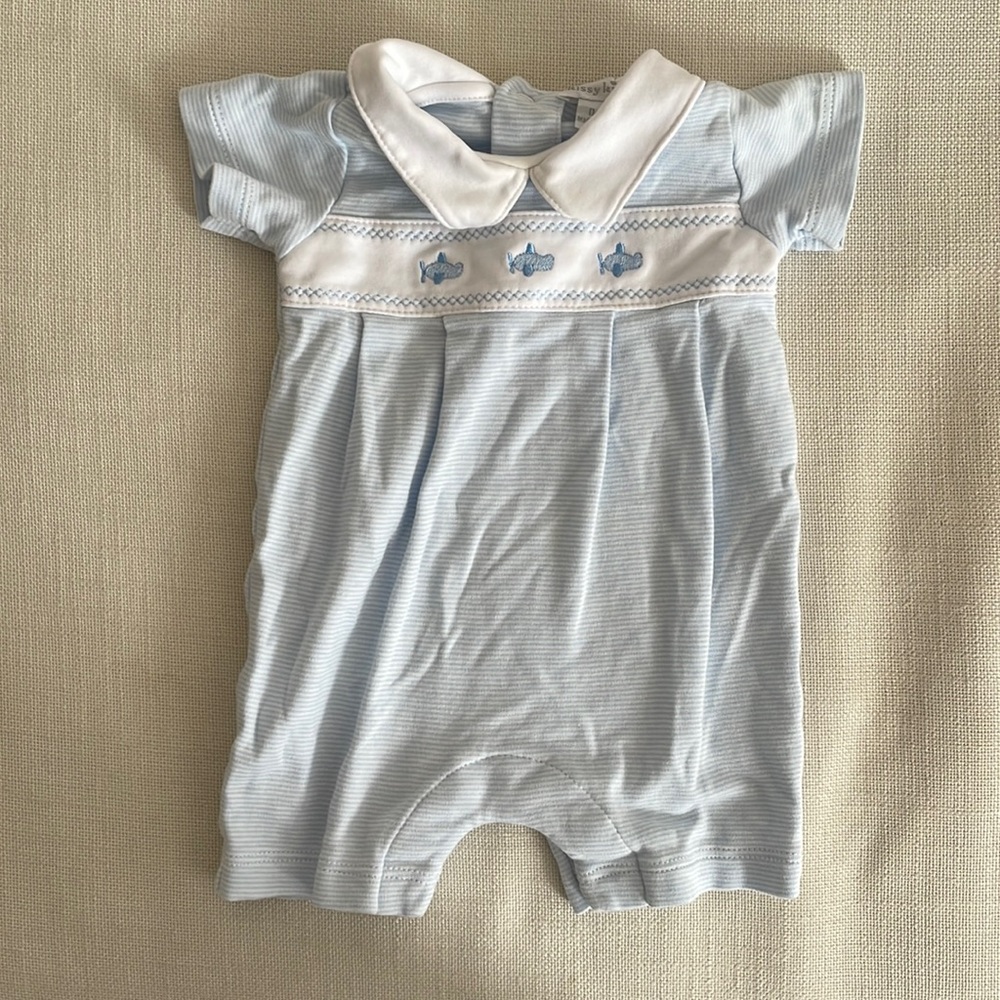 Kissy Kissy airplane shortall. Size 0-3 months.